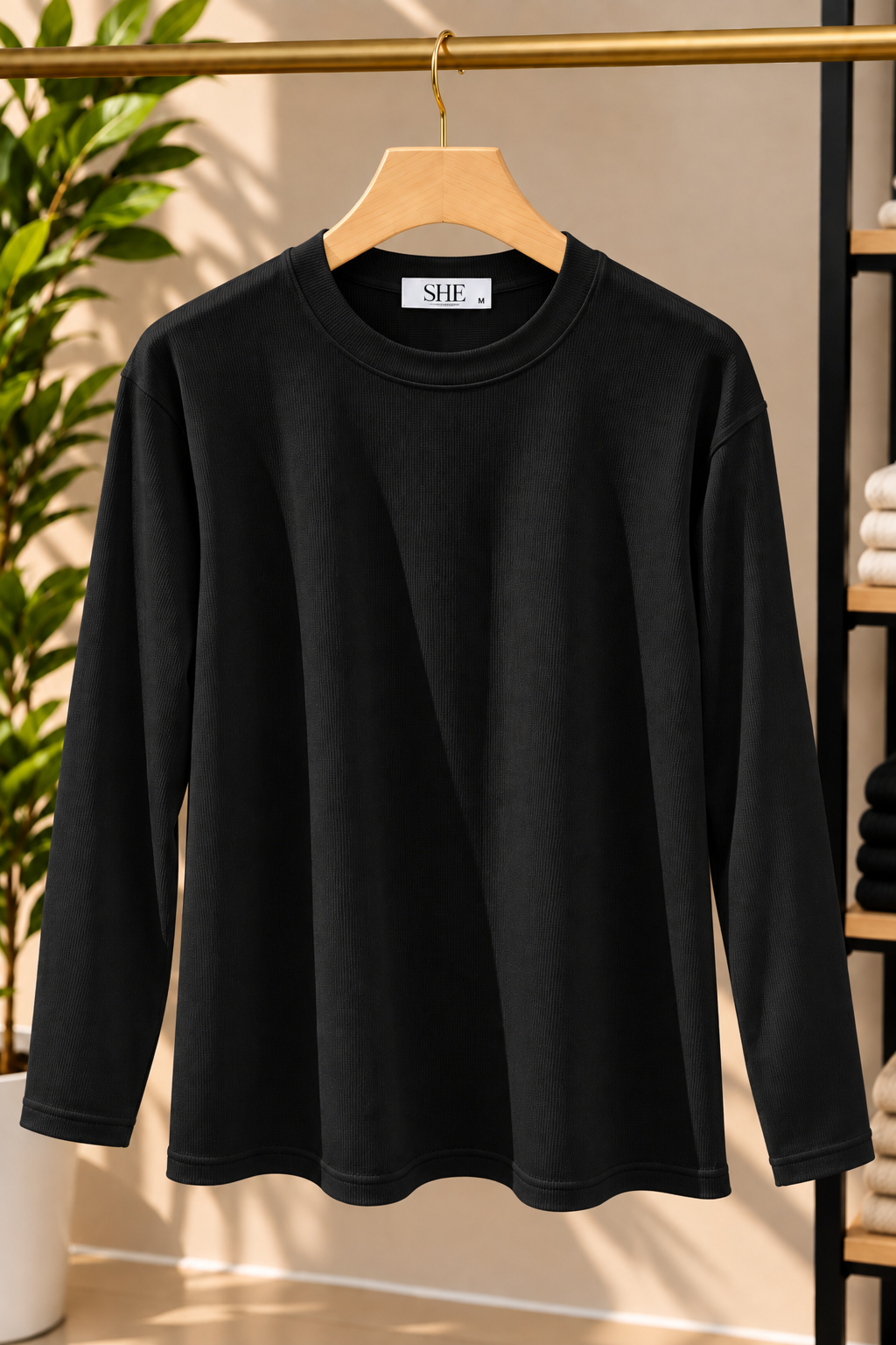 Ribbed-sleeve top