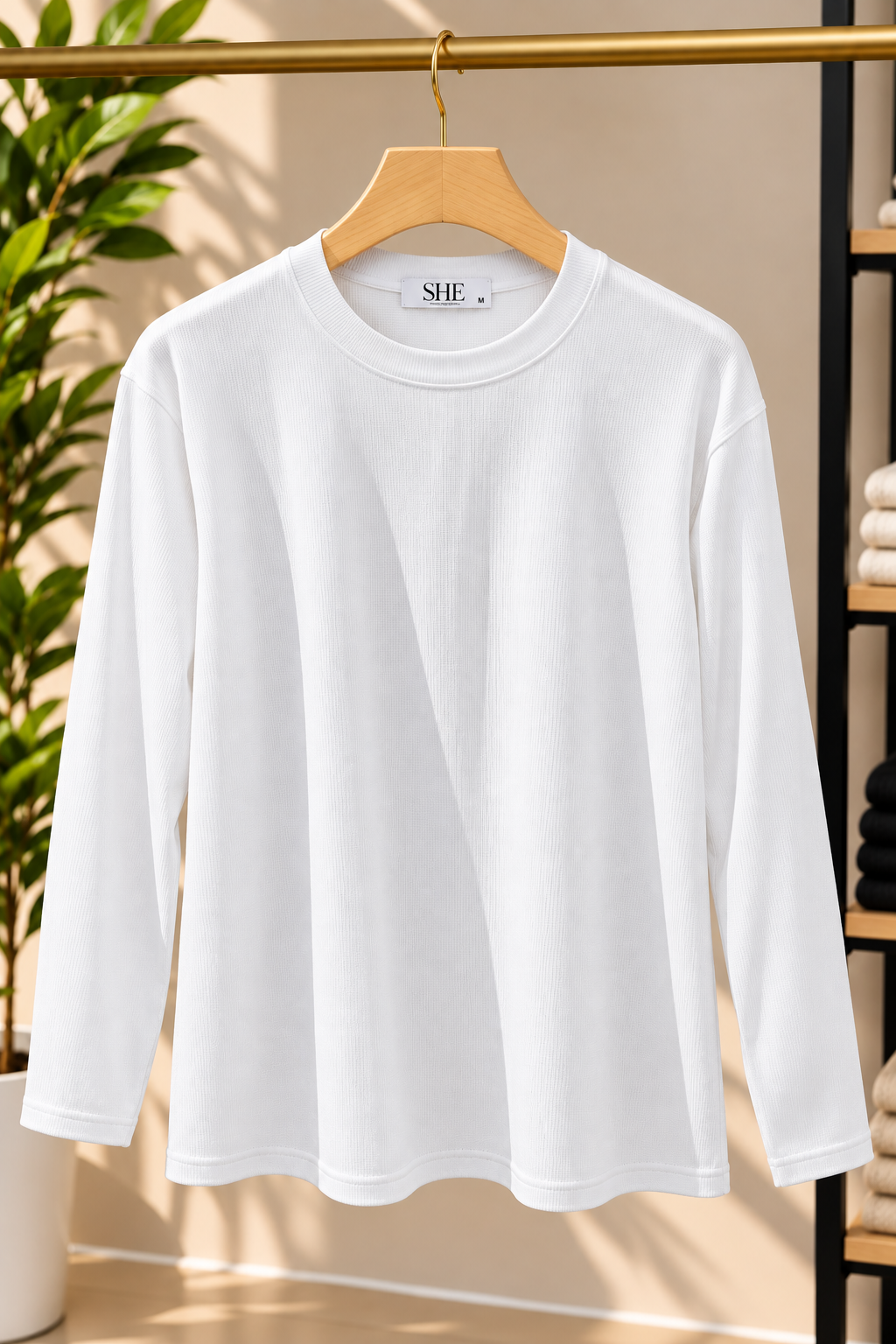 Ribbed-sleeve top